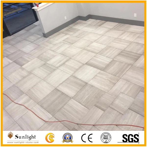 Natural/Polished/Honed Chinese Cheap Wood Vein White Marble Tiles and Marble Slabs