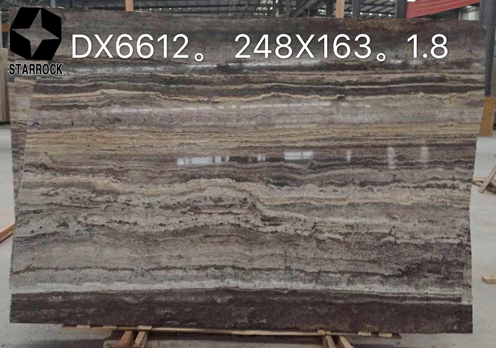 Natural Straight Grey Wooden Vein Travertine Marble Slabs