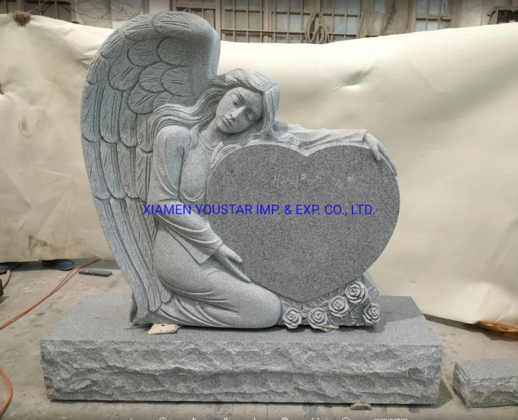 Graveside Stone Monuments Cemetery Memorial Headstone Angel Cameo Granite Tombstone