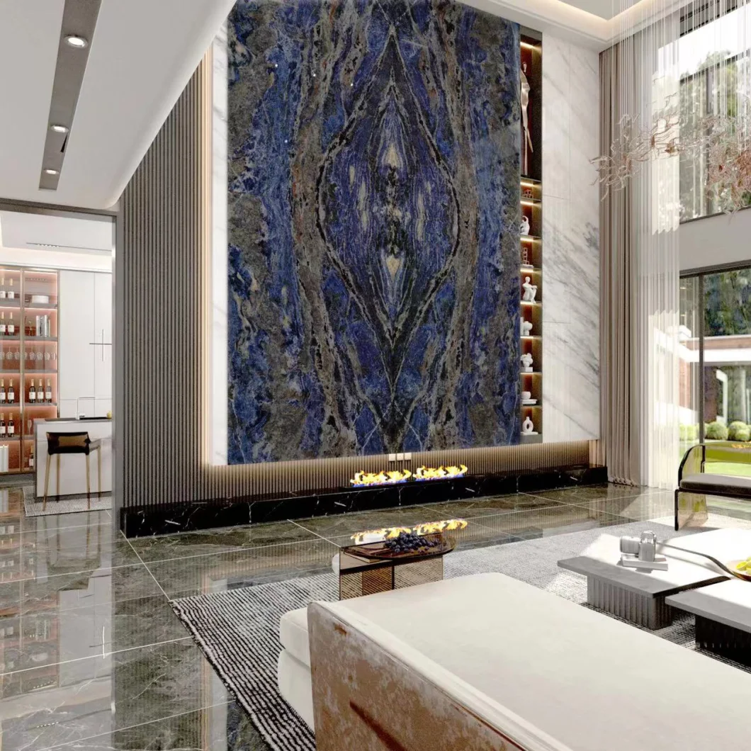 Luxury Nature Blue Quartzite Stone Marble for Slab and TV Wall Tile