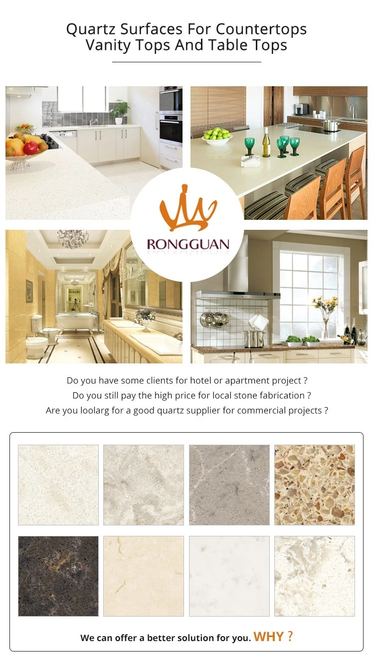 New Products Quartz Stone Slab for Kitchen Cabinet Worktop Work Top Solid Surface White Artificial Marble Countertop