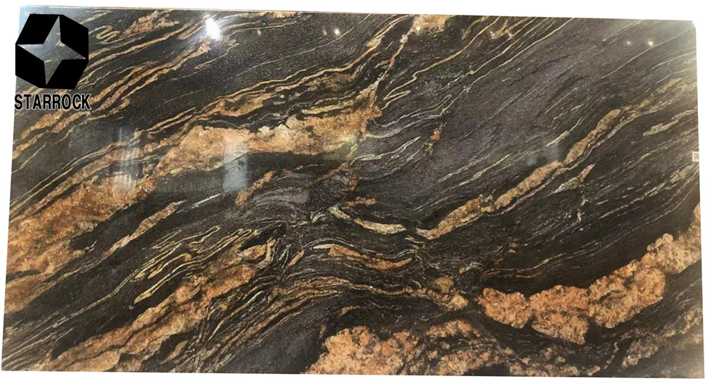 Angola Luxury Stone Black Marble with Golden Dragon Veins Natural Marble for Big Slab